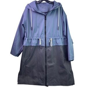 BERNARDO Jacket Womens Large Colorblock Weatherproof Hooded 39" Long Outdoors